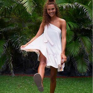 NWT Free People Avery Tie Strap One Shoulder Mini Dress in Pink Women's XS